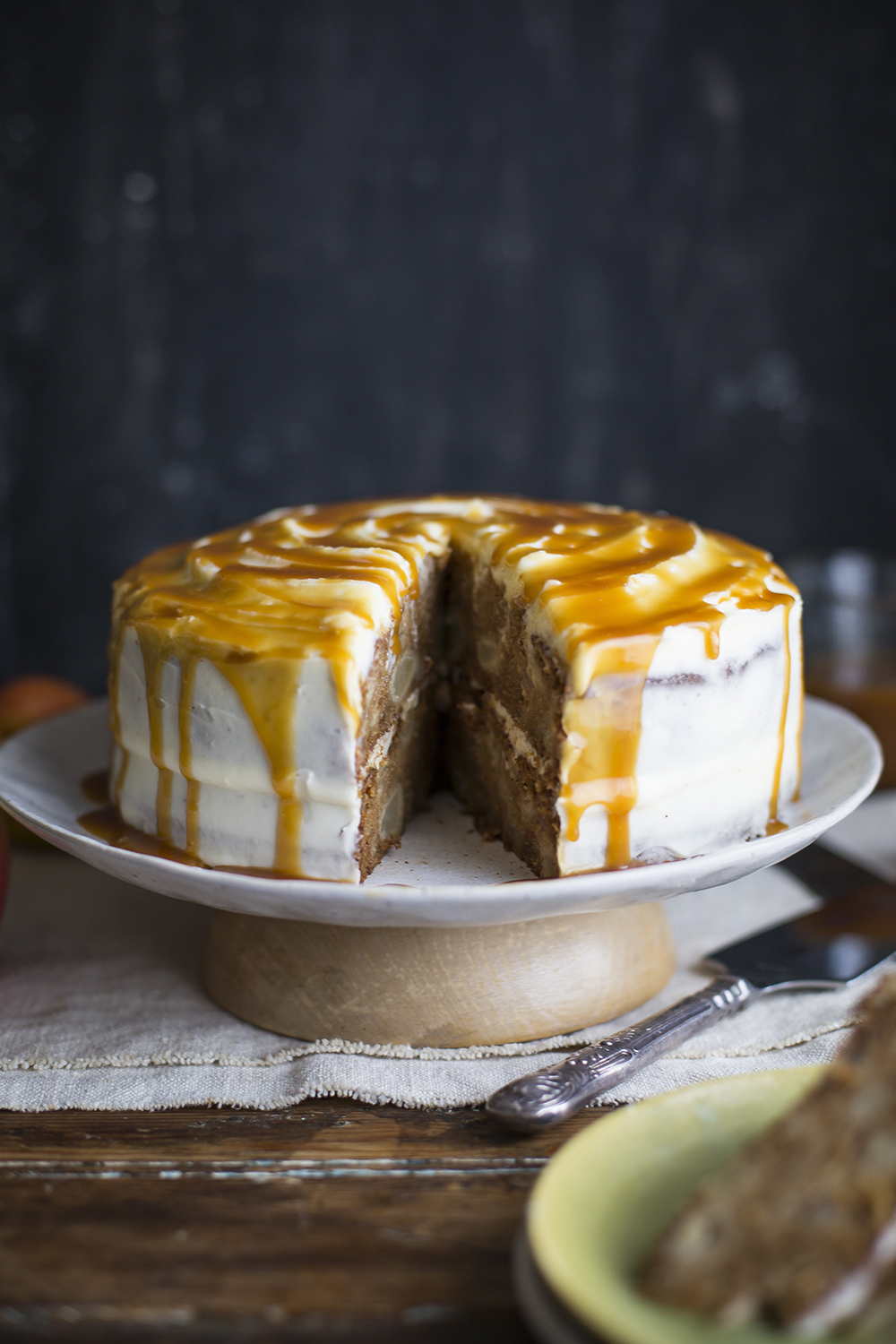 Apple & pear cake with cream cheese frosting and salted caramel recipe Drizzle and Dip