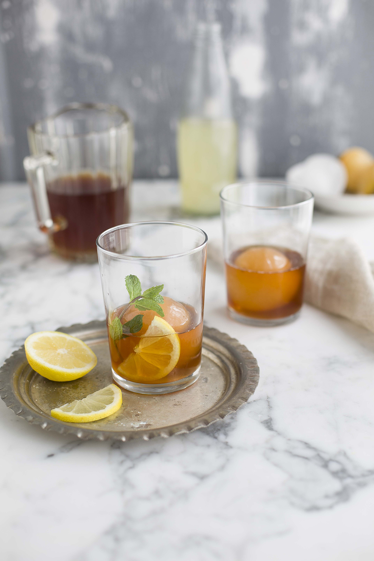 Rooibos & mint iced tea recipe with lychee, lemon & ginger Drizzle