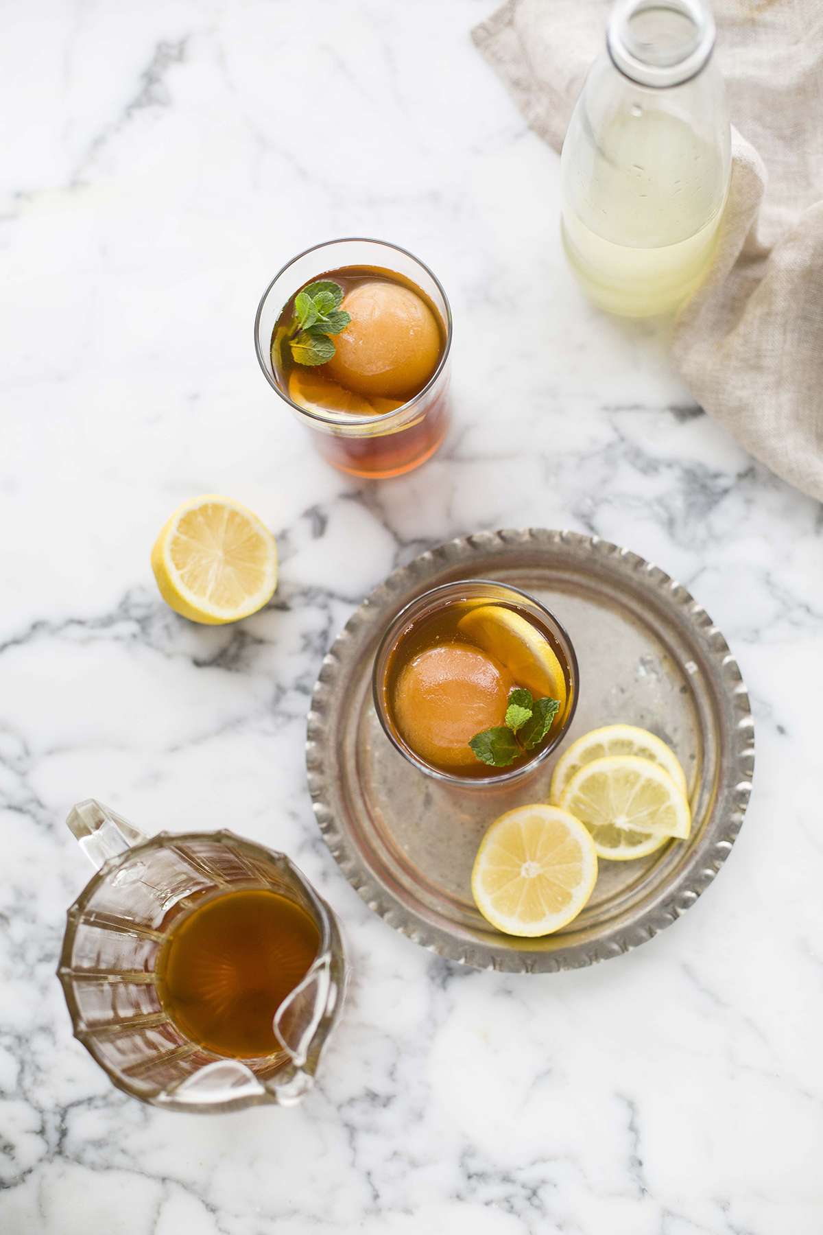 Rooibos & mint iced tea recipe with lychee, lemon & ginger Drizzle