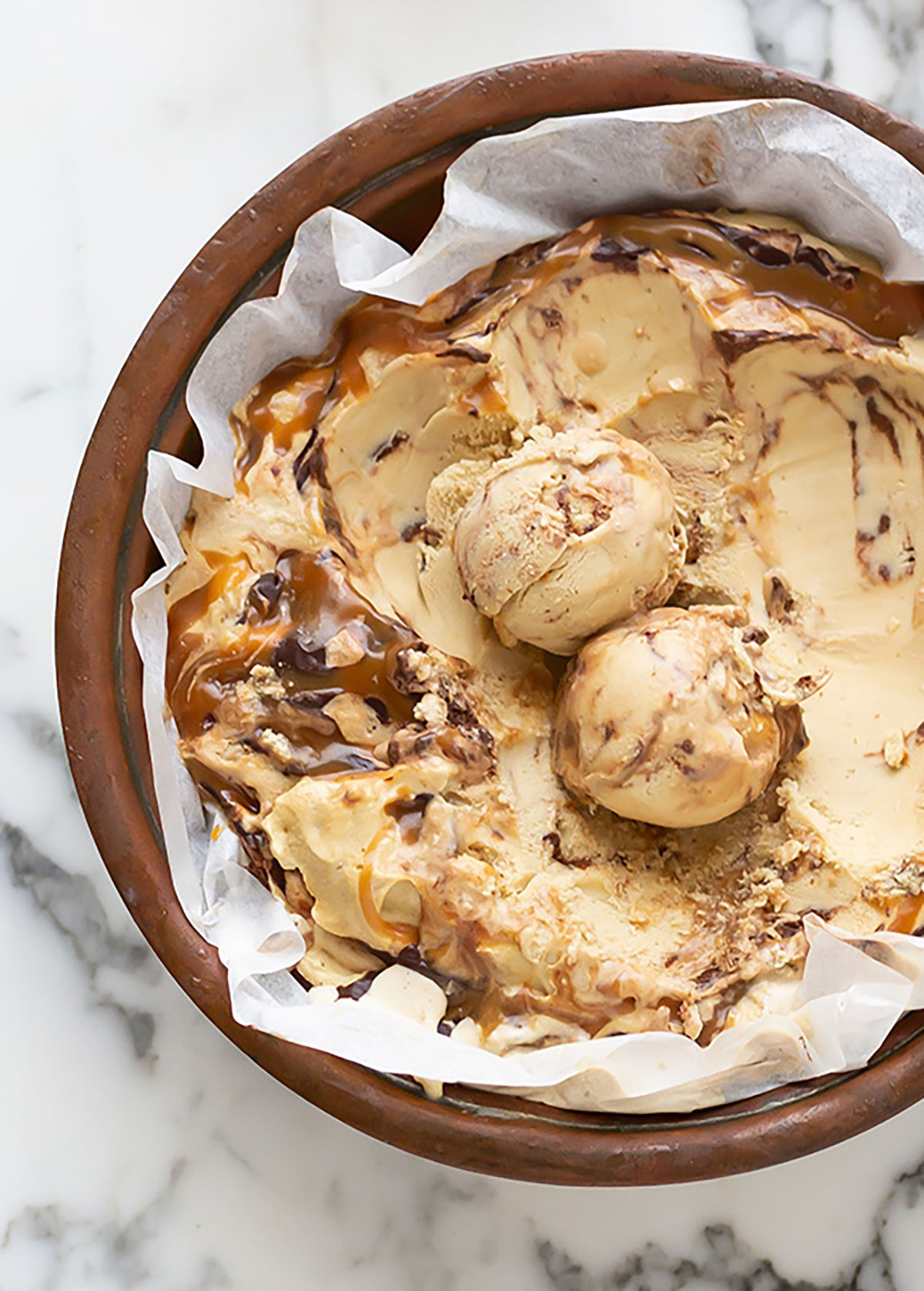 Liquorice ice cream with chocolate & salted caramel swirl recipe