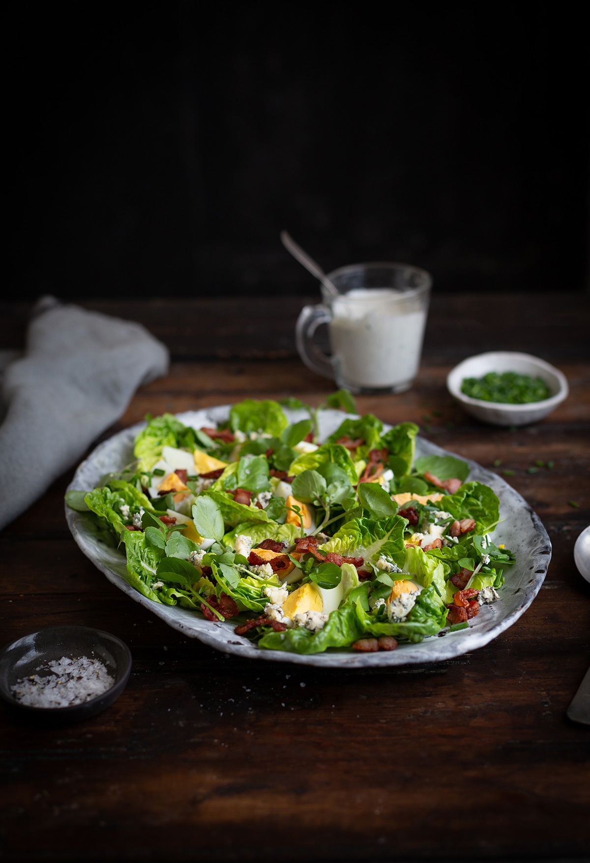 Bacon & egg salad with blue cheese Drizzle and DipBacon & egg salad