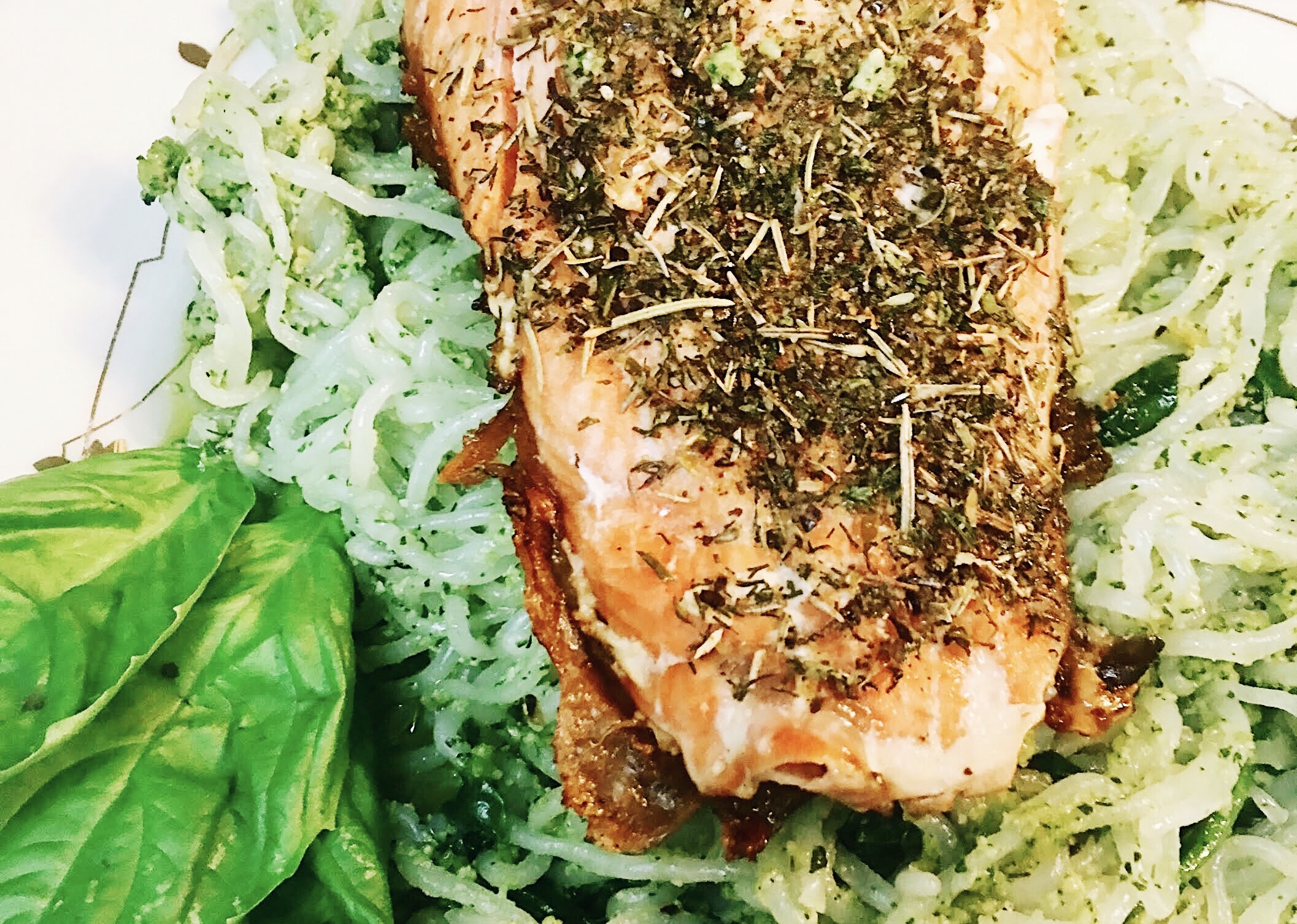 Keto Pesto Pasta With Zesty Salmon