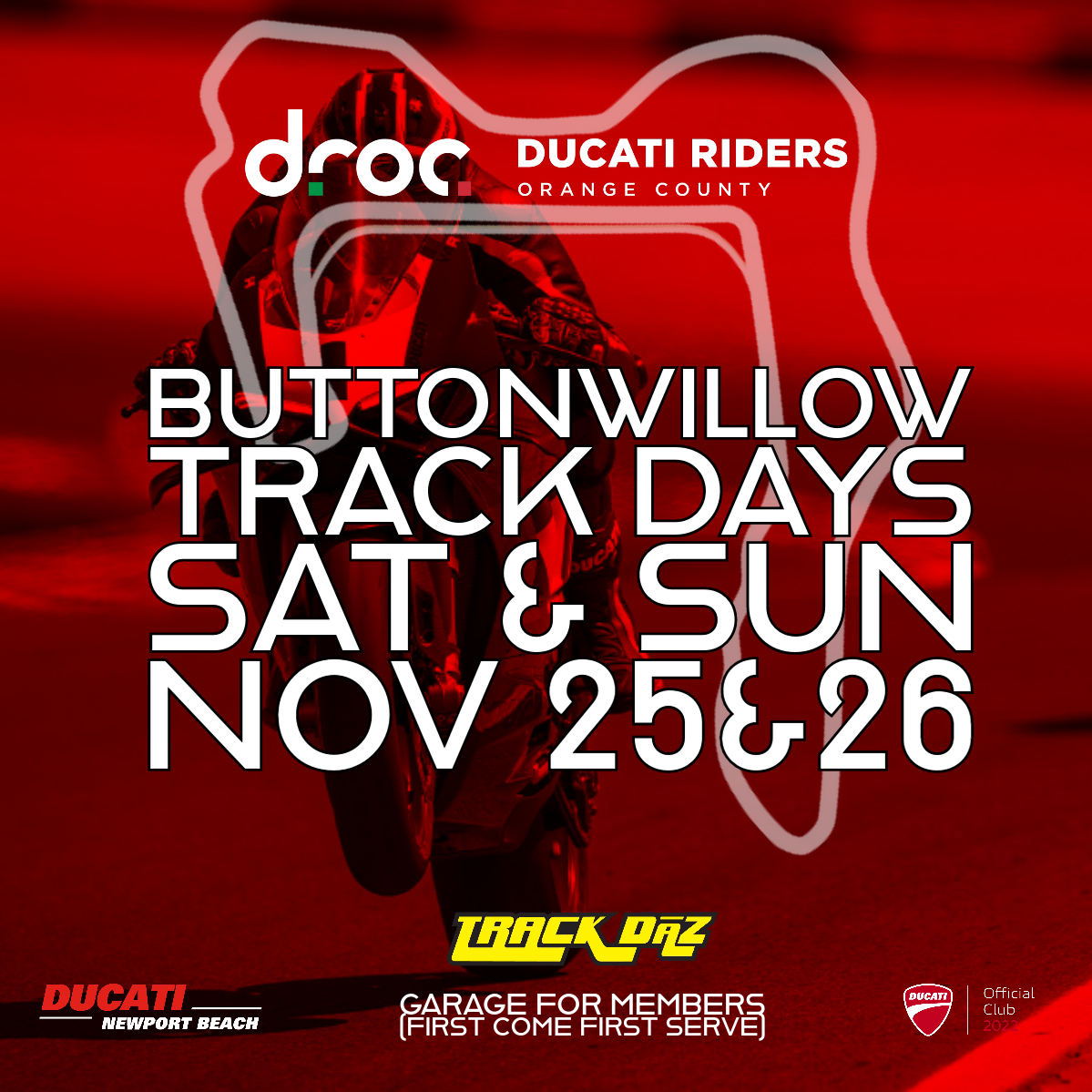 DROC Track Days at Buttonwillow November 2023 Ducati Riders of