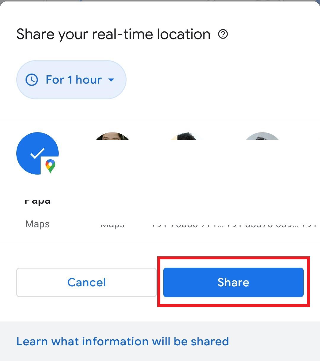 How to share your location in Google Maps Real Time Location Map