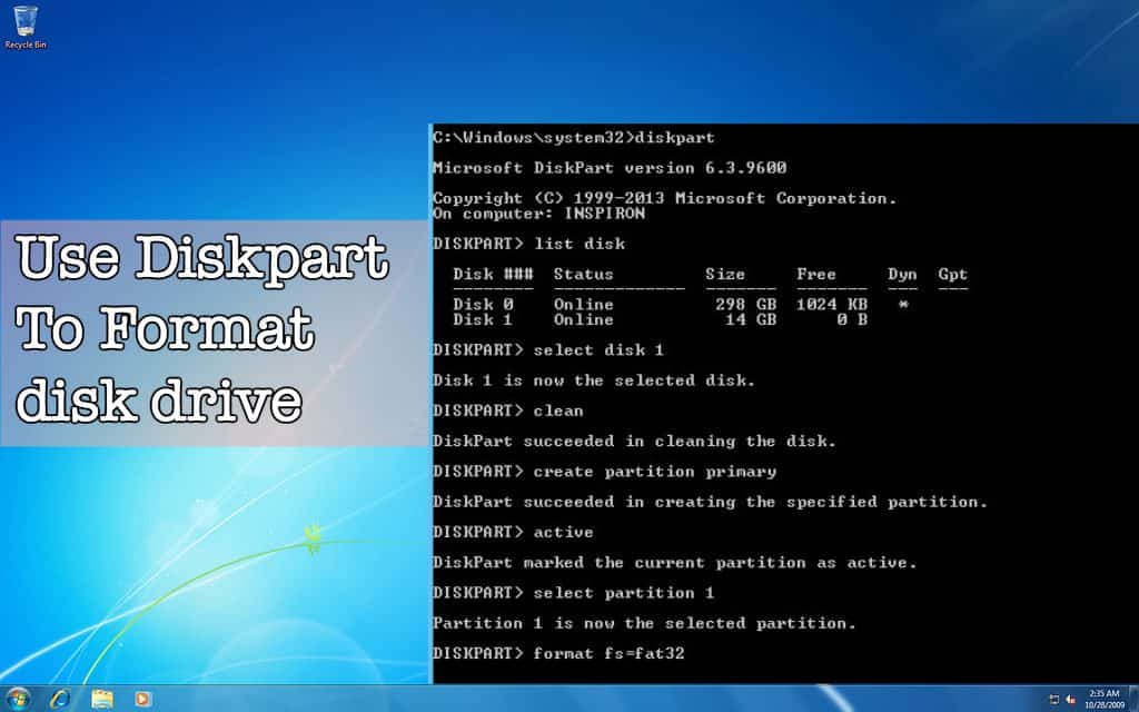 How to use Diskpart to Format a Storage Drive using CMD
