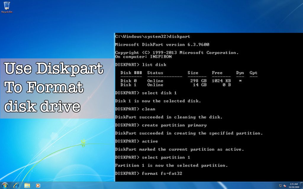 How to use Diskpart to Format a Storage Drive using CMD