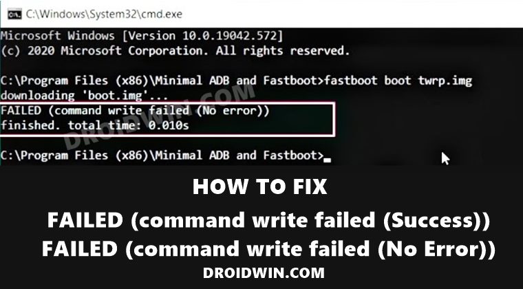 Fix Fastboot Error: FAILED (command write failed (Success)) - DroidWin