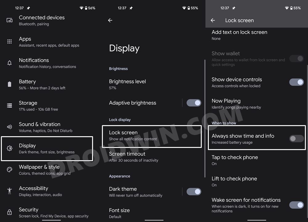 Can we Change the Lock Screen Clock Size in Android 12 DroidWin