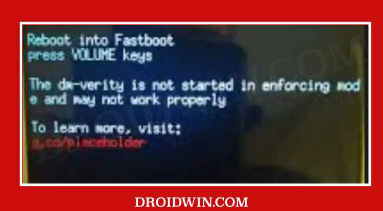 Remove Warning: The dm-verity is not started in enforcing mode