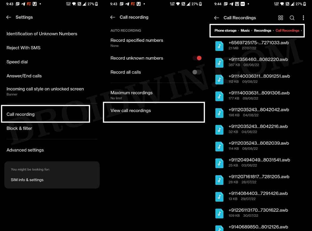 How to Enable Call Recorder on OnePlus 10 Pro/10T/10R DroidWin