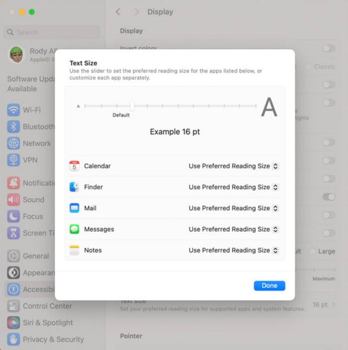 How to Change Text Size in macOS without changing resolution