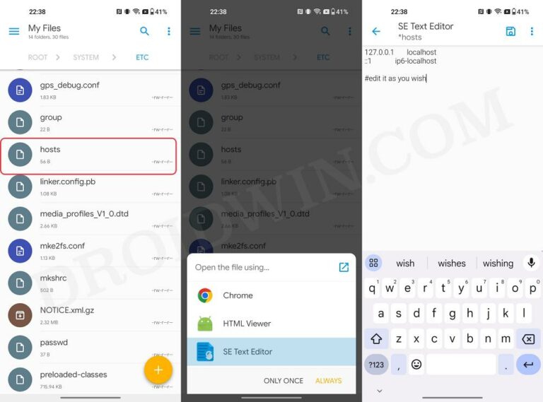 How to Edit Hosts File on Android DroidWin