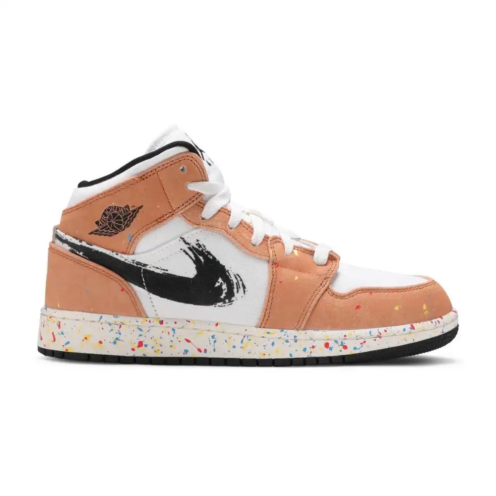 Air Jordan 1 Mid SE GS Brushstroke Paint Splatter