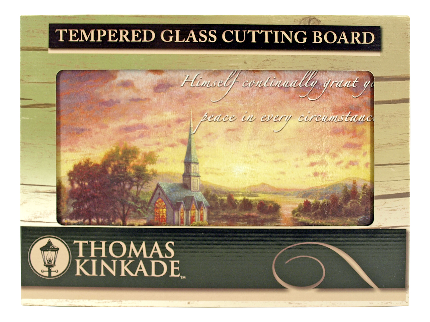 16" x 12" Thomas Kinkade Tempered Glass Cutting Board Sunrise Chapel