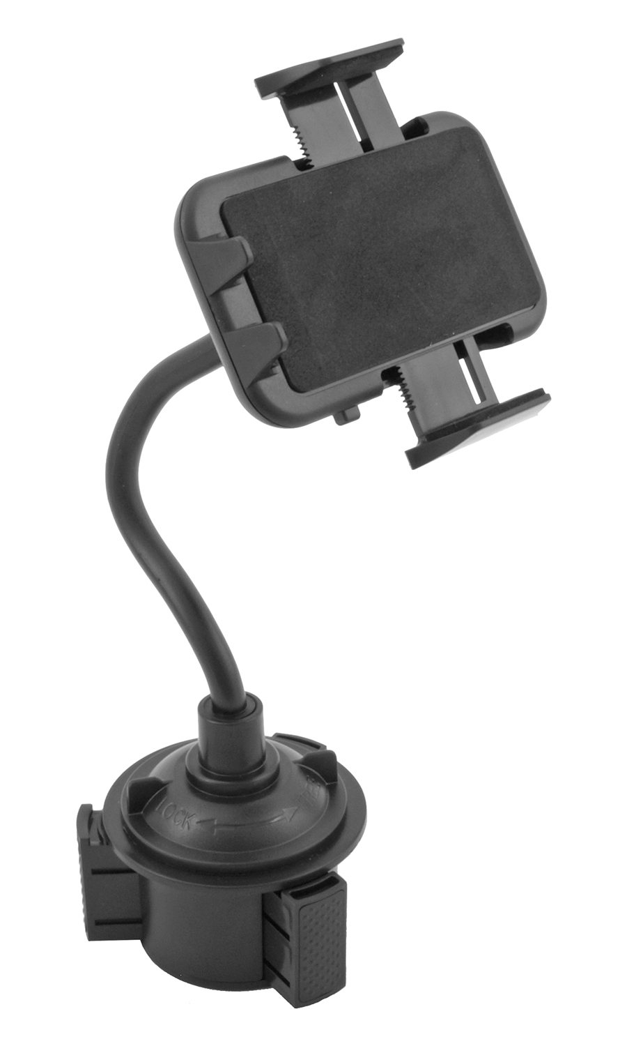 Adjustable Vehicle Cup Holder Cell Phone Mount Black