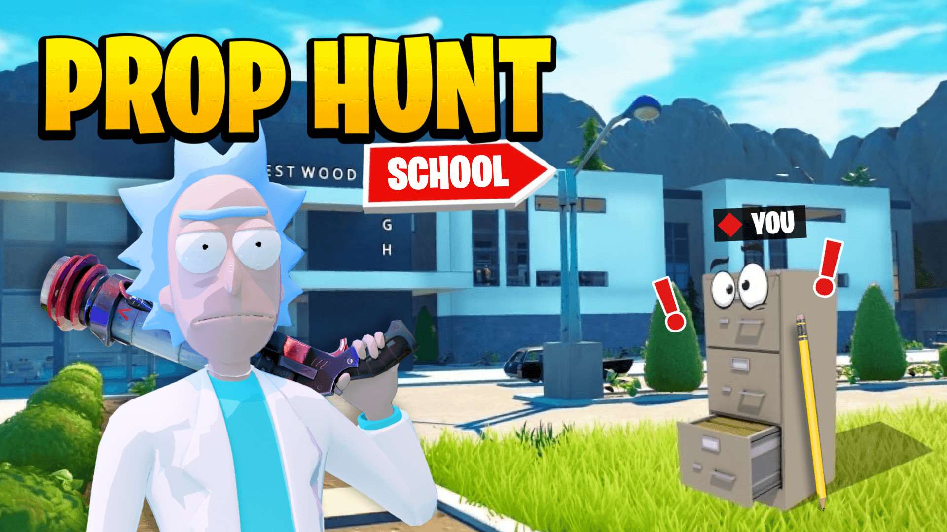 Modern High School Prop Hunt Fortnite Creative Hide & Seek and Prop Hunt Map Code