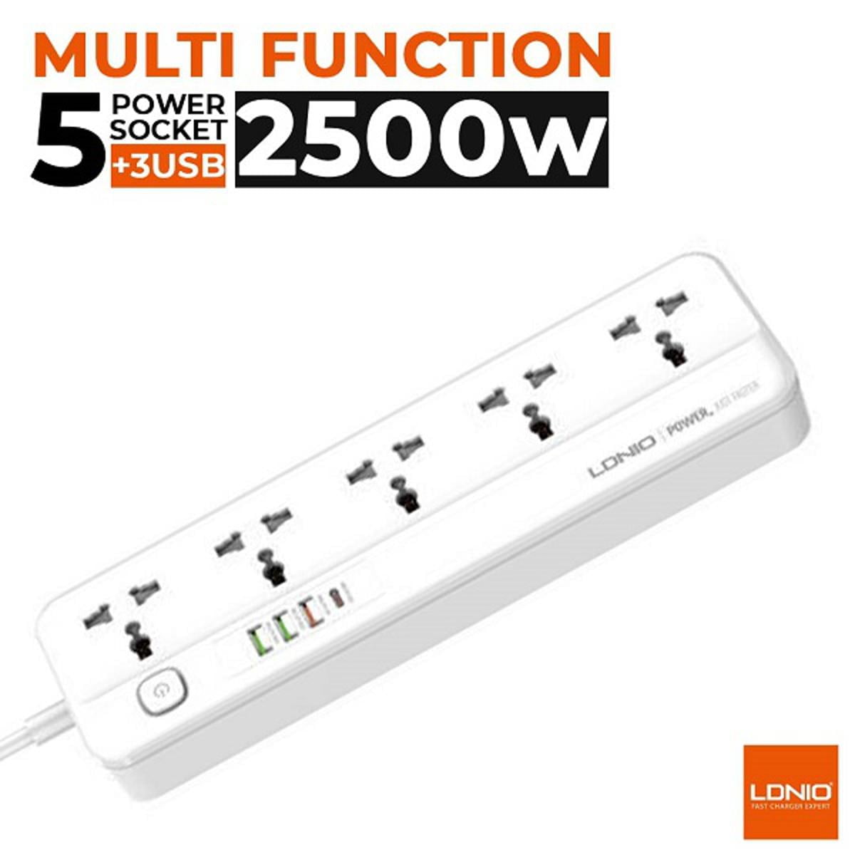 LDNIO SC5415 Power Strips 5 Way Outlet with USB Ports Universal