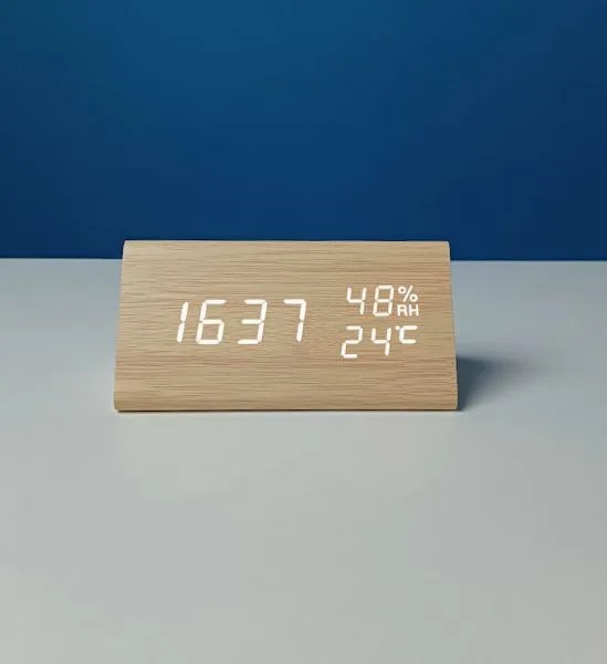 Triangle Wooden Style Digital LED ClockLight Wood Color 2.5