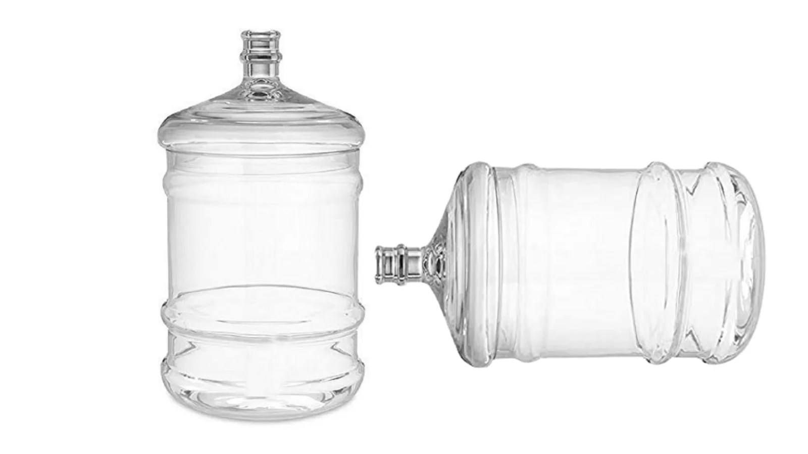 20L Plastic Water Dispenser Bottle Set Transparent/White (Pack of 2)