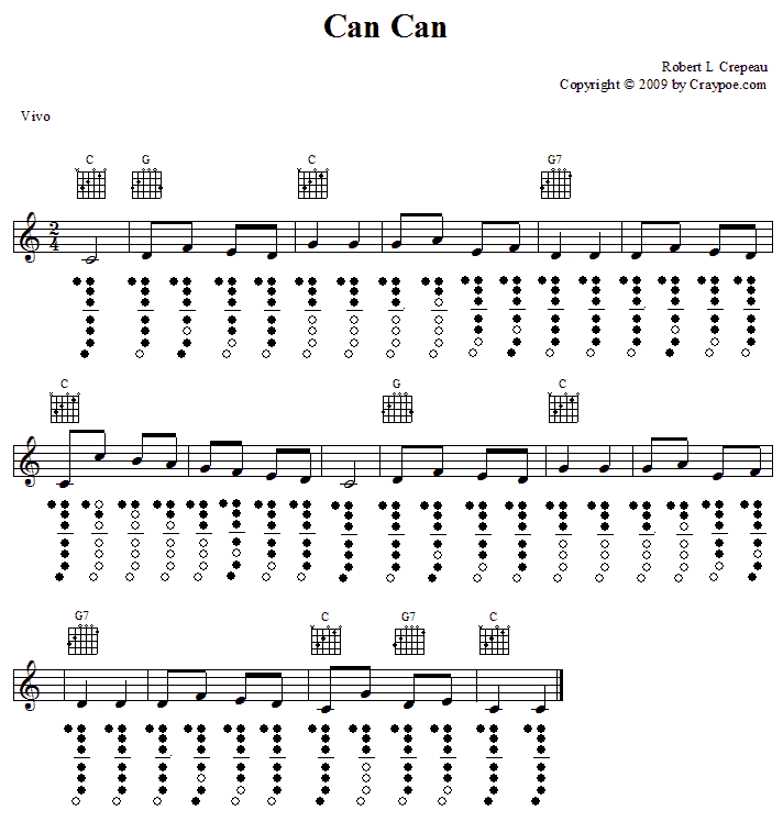 Soprano Recorder Songs Can Can in C Major