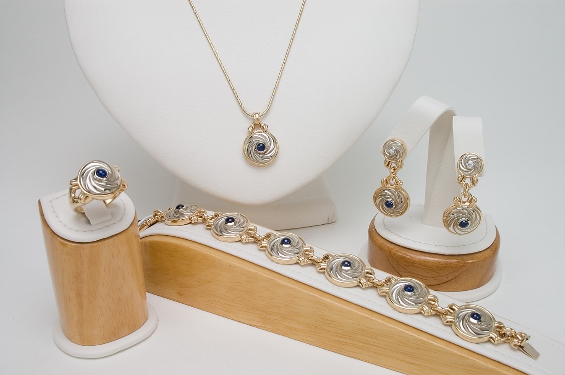 Suite of The Future all 14k two tone with Cabochon Sapphires or