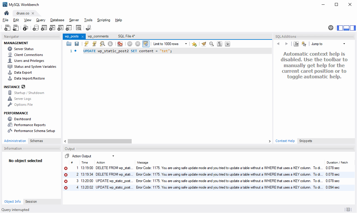 Delete Data From Table Mysql Workbench