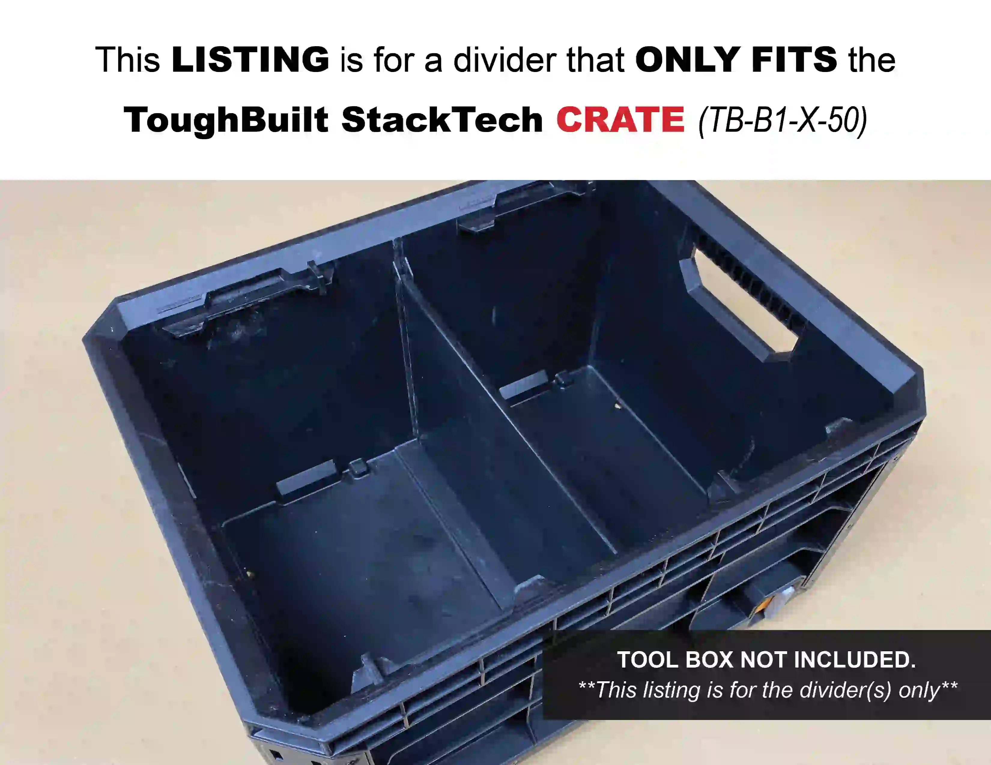 Divider for ToughBuilt StackTech CRATE Tool Box Tools/Case NOT Inclu