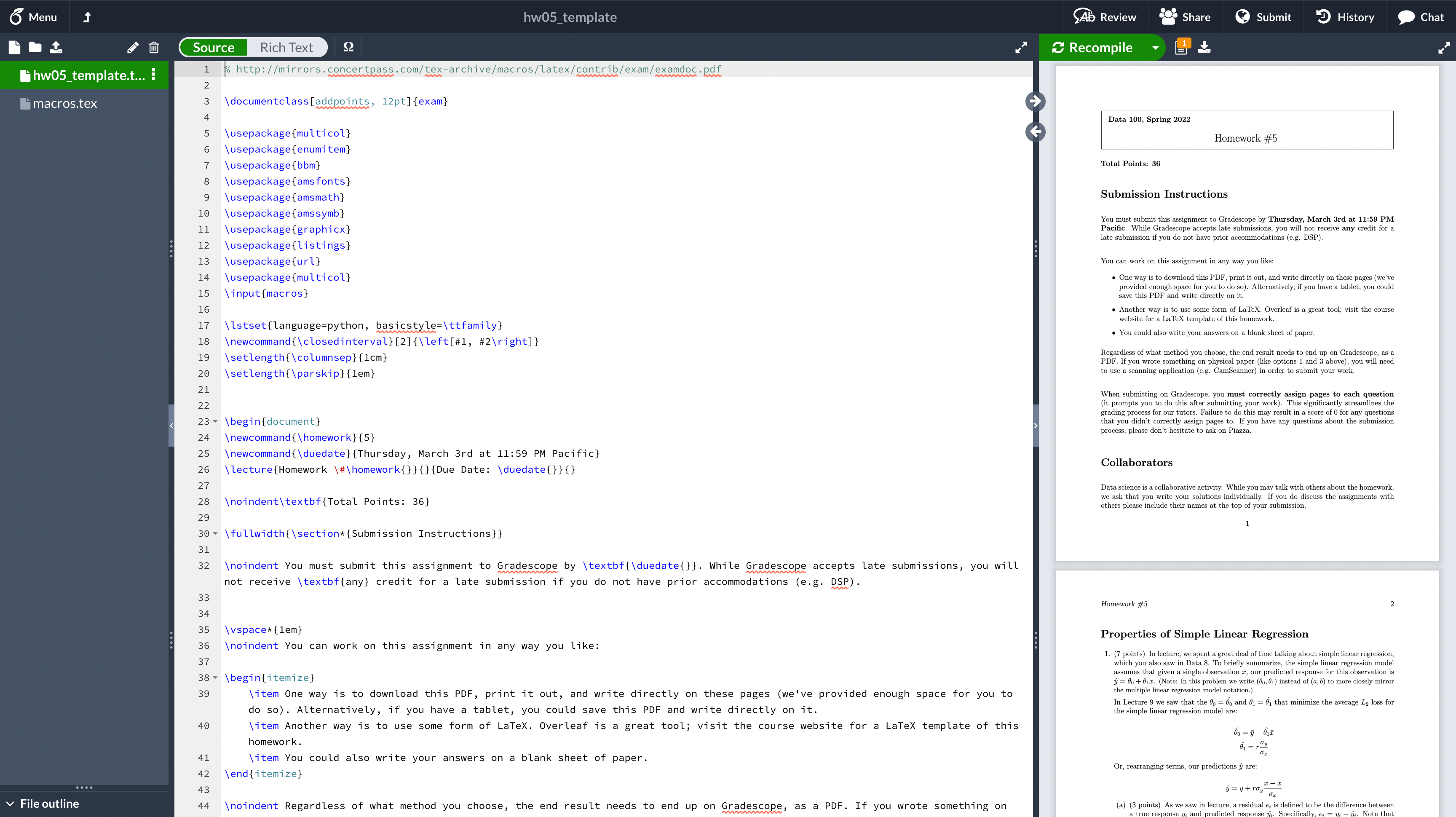 Quick Guide to LaTeX Data 100