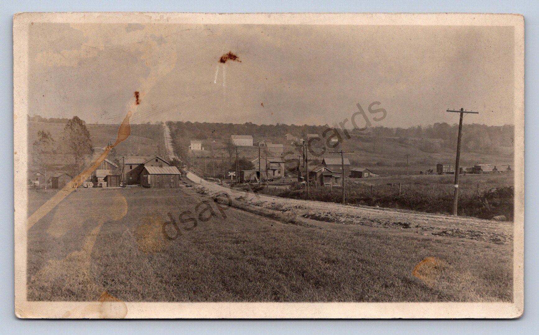 J92/Greenford Ohio RPPC Postkarte c1910 Bauernhöfe Häuser Straße