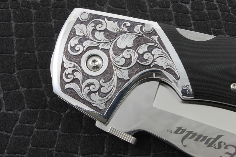 Hand Engraved Knife / Deep Relief Style DAVID SHEEHAN ENGRAVERDAVID SHEEHAN ENGRAVER
