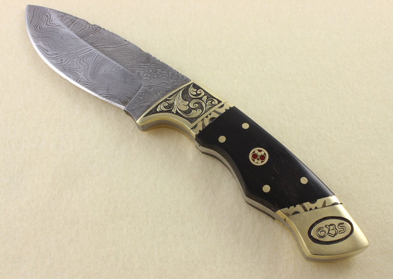 Hand Engraved Damascus Knife DAVID SHEEHAN ENGRAVERDAVID SHEEHAN ENGRAVER