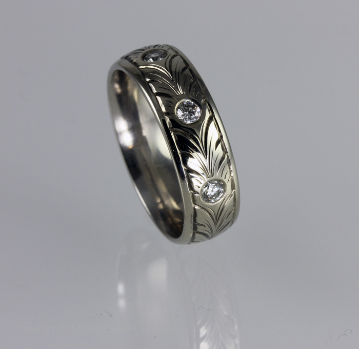 Hand Engraved Wedding Band Set DAVID SHEEHAN ENGRAVERDAVID SHEEHAN