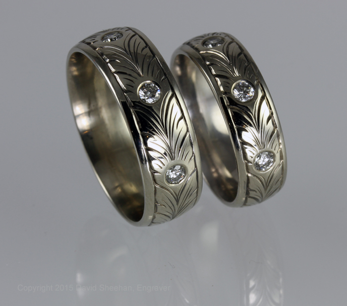 Hand Engraved Wedding Band Set DAVID SHEEHAN ENGRAVERDAVID SHEEHAN
