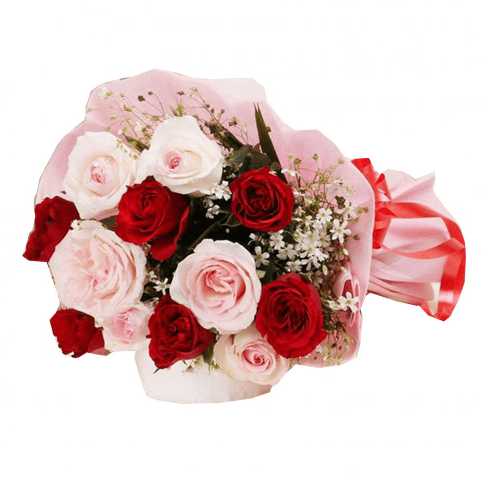 Red & White Rose Bunch (50P) DS Gifting