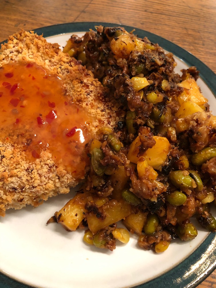 Panko crusted air fried swordfish with sweet chili... Fishbowl