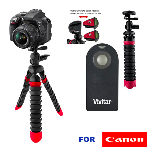 WIRELESS REMOTE CONTROL + 12" WONDER TRIPOD CANON REBEL T7 T7I T5 T5I