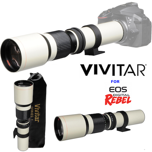 VIVITAR WHITE PRO LINE TELEPHOTO ZOOM 500MM LENS FOR CANON EOS REBEL SL1 SL2 eBay