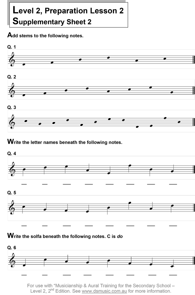 Supplementary Worksheet 02 Deborah Smith Music