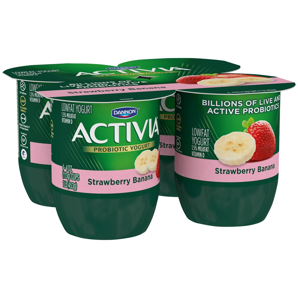 Activia Strawberry Banana Probiotic Yogurt, Delicious Lowfat Yogurt