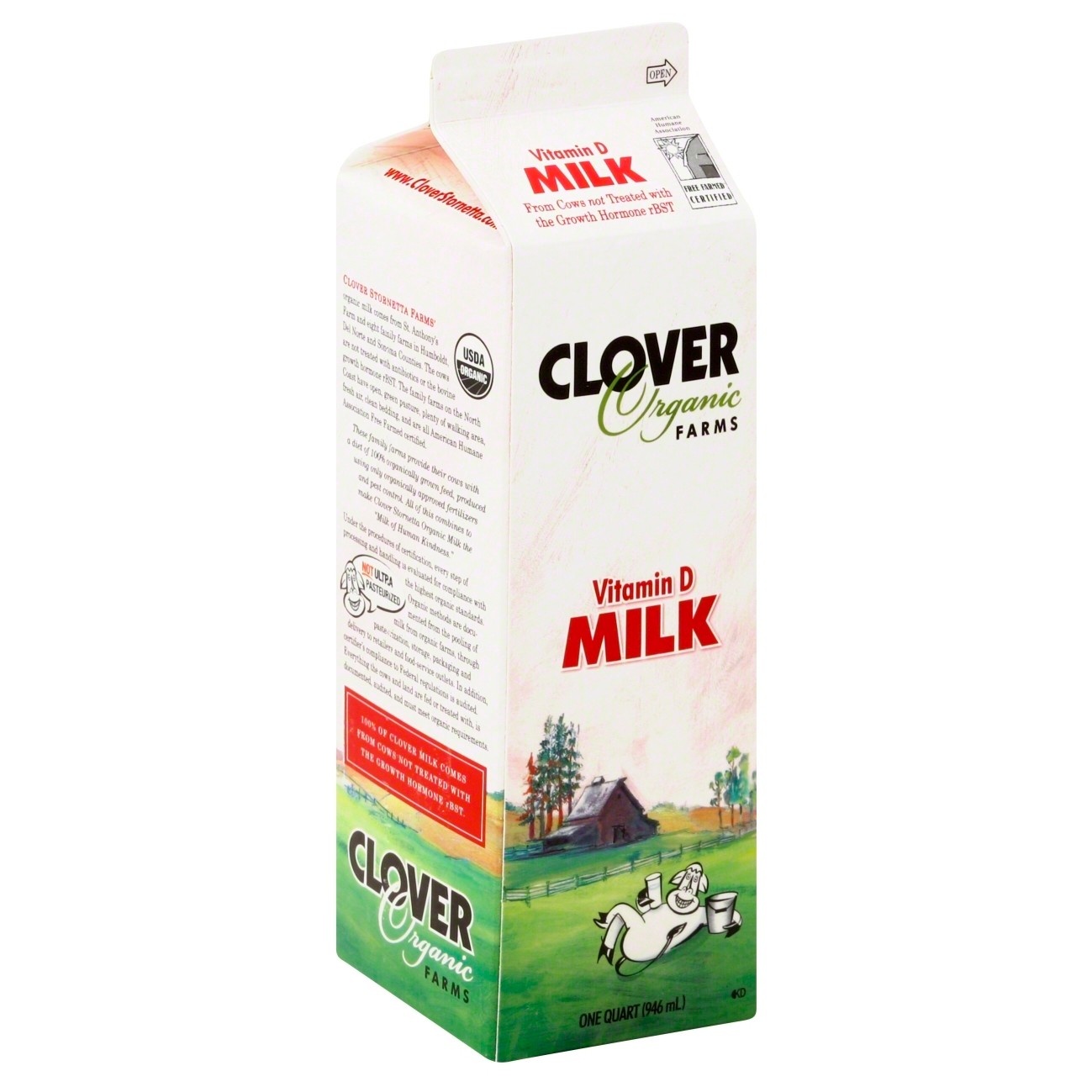 Clover Organic Farms Vitamin D Milk 1 qt Shipt