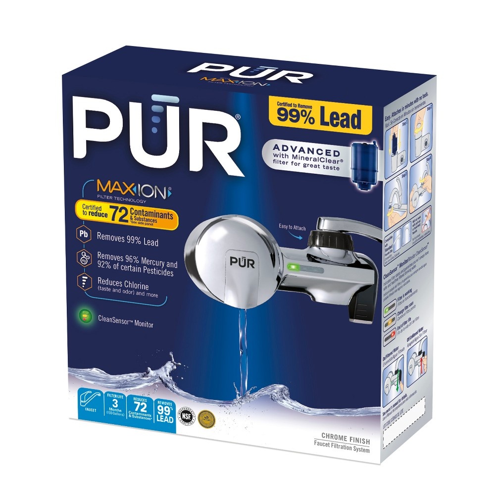 PUR PLUS Chemical & Physical Horizontal Faucet Mount Water Filtration