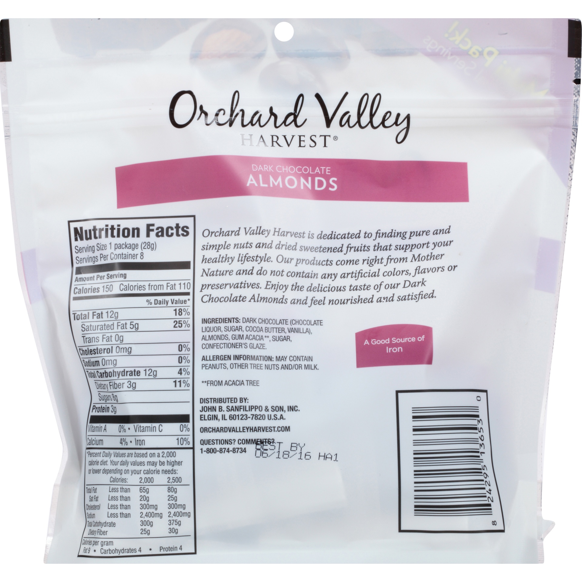 Orchard Valley Harvest Dark Chocolate Almonds 8 ct; 1 fl oz Shipt