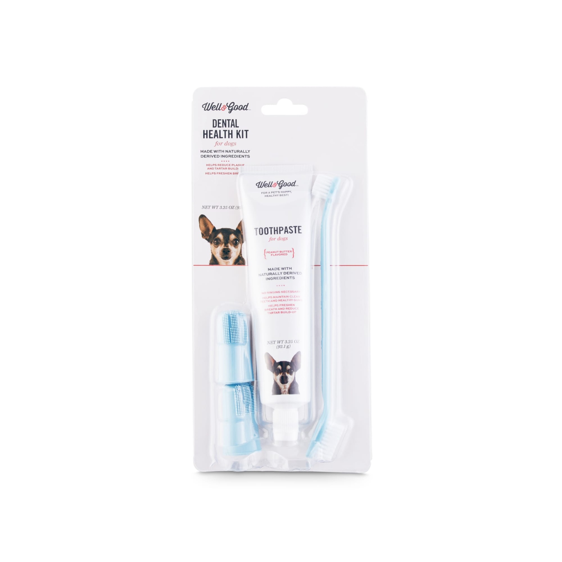 Well & Good Dog Dental Health Kit with Peanut Butter Flavored