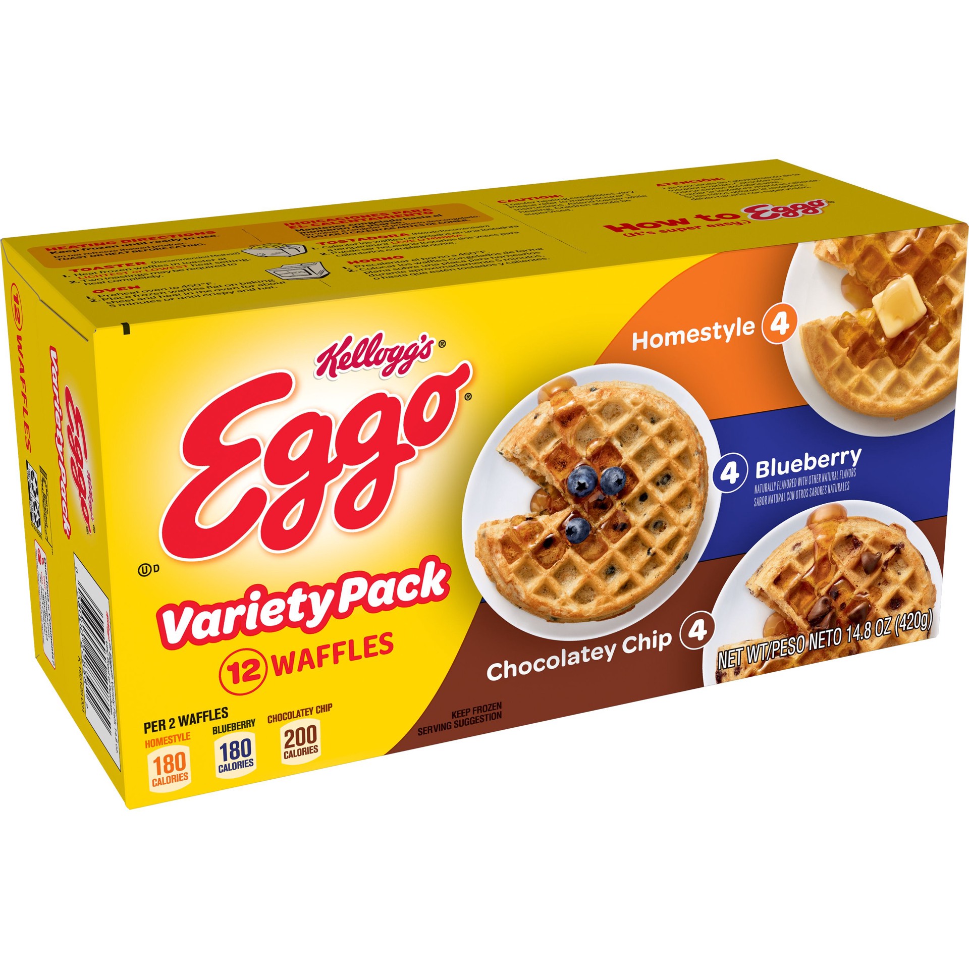 Eggo Frozen Waffles, Frozen Breakfast, Toaster Waffles, Variety Pack 14