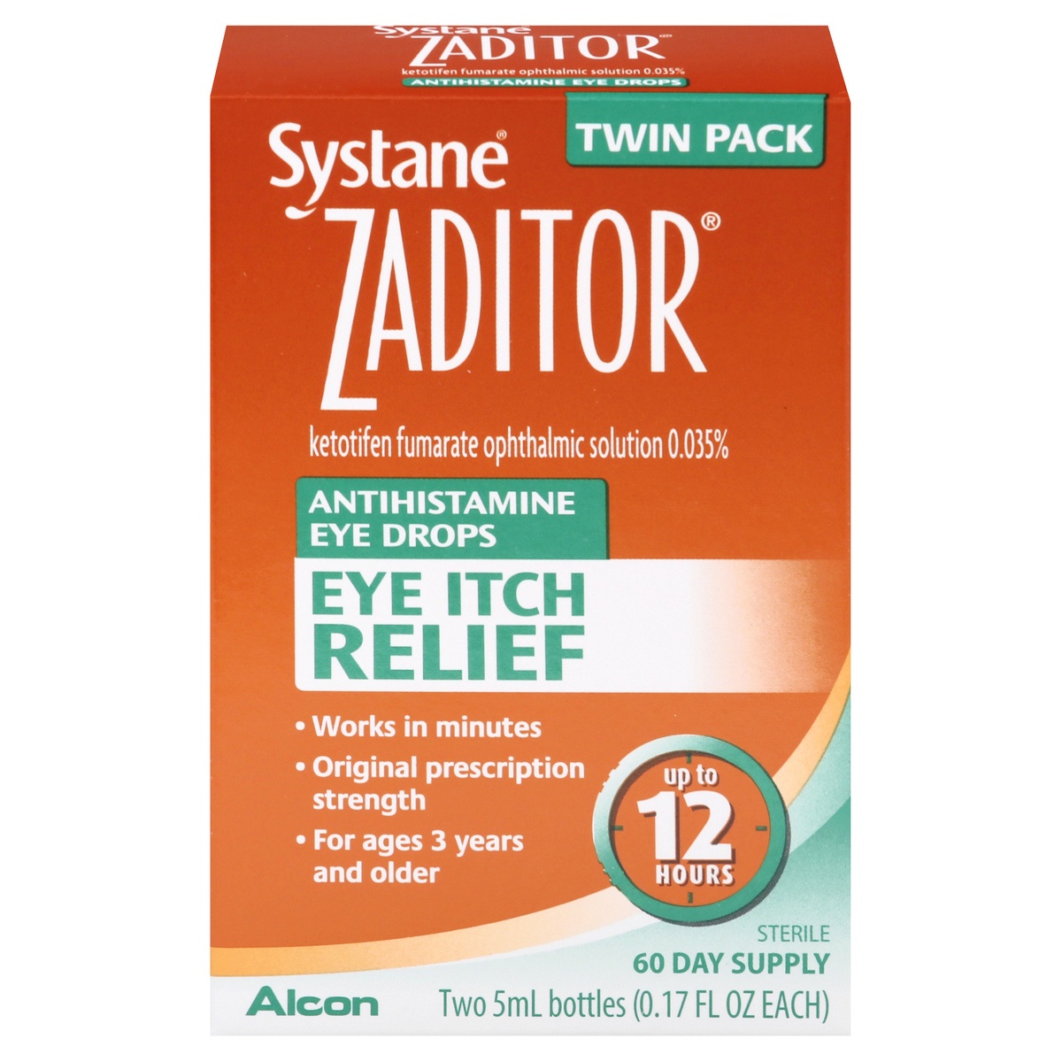 Zaditor Antihistamine Eye Drops for Eye Itch Relief 2 ct; 0.17 fl oz Shipt