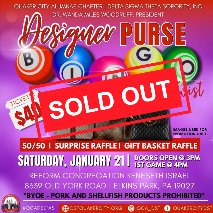 Designer Purse Bingo Delta Sigma Theta Sorority, Inc. Quaker City