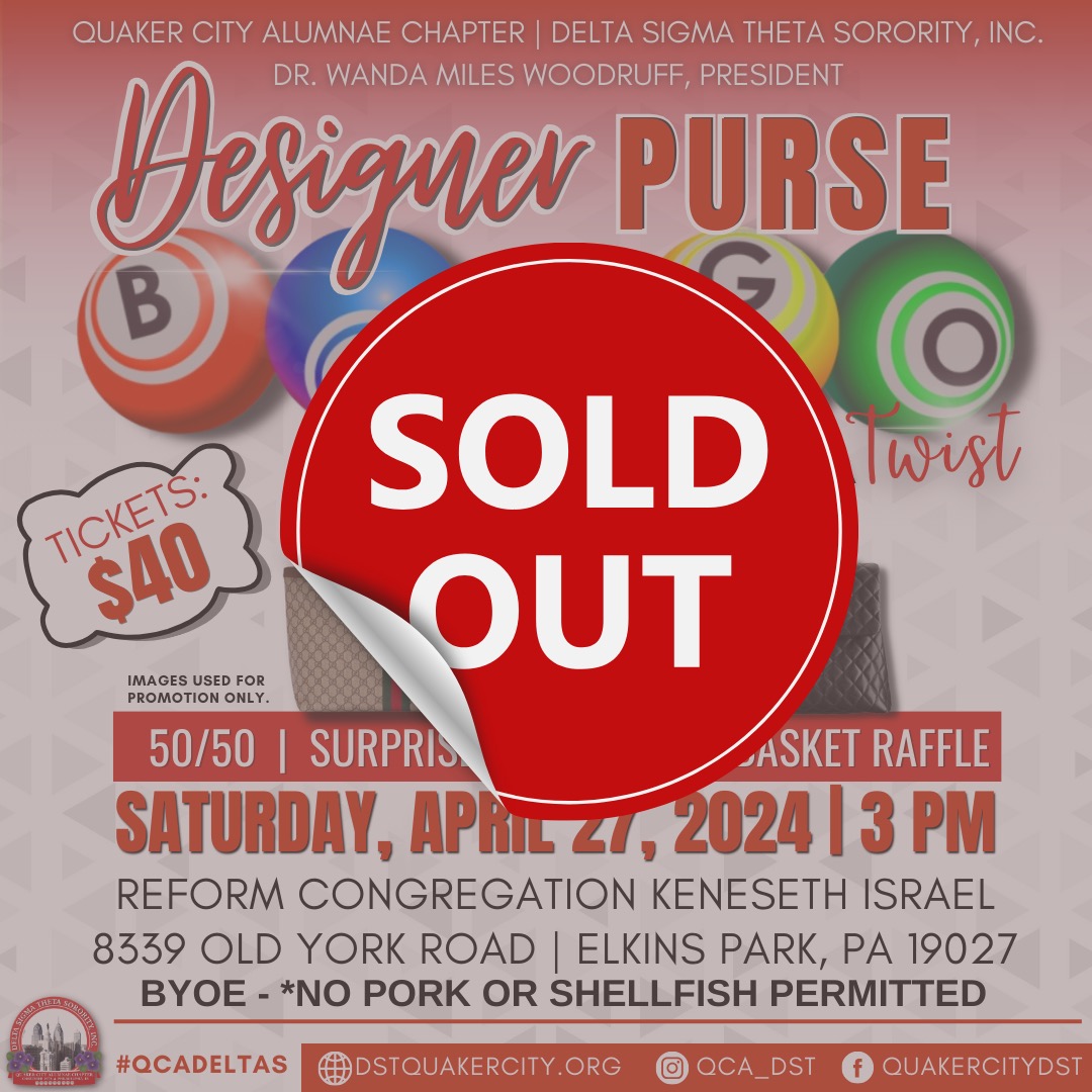 Designer Purse Bingo Delta Sigma Theta Sorority, Inc. Quaker City