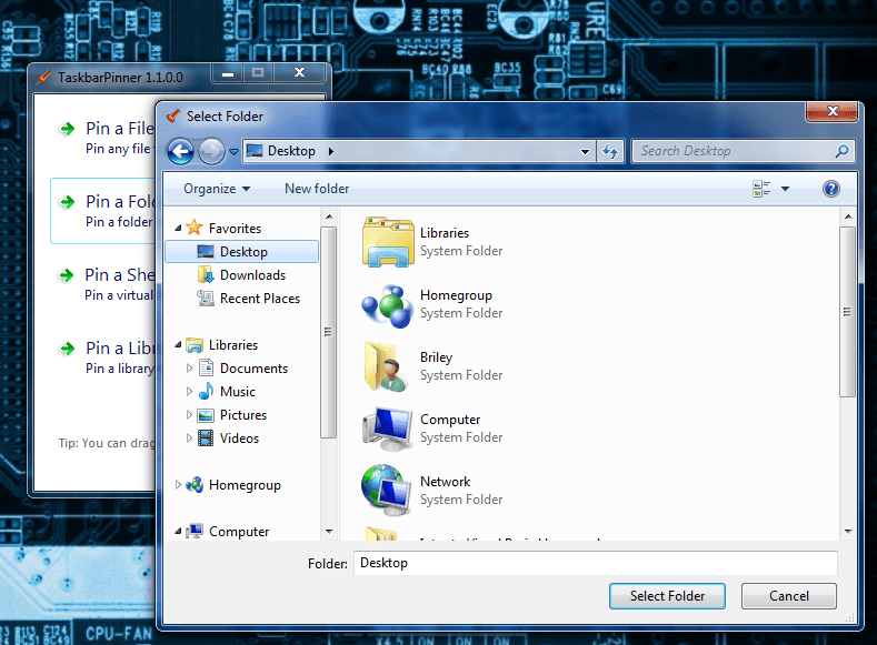 [Windows] Easily pin files, folders, and libraries to the taskbar with TaskbarPinner dotTech