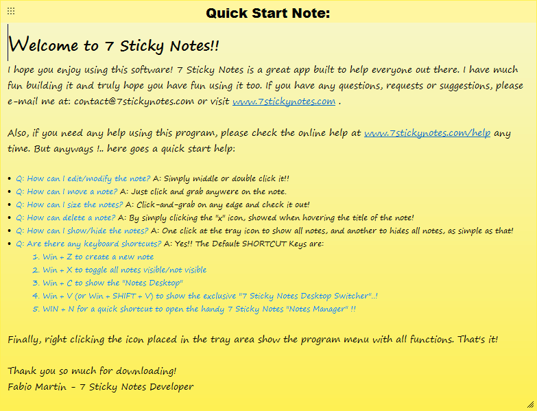 [Windows] 7 Sticky Notes is portable, colourful sticky note application