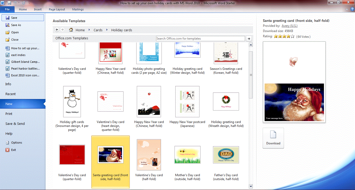 How to make holiday cards for free with Microsoft Word 2010 and 2013